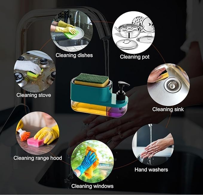 3-in-1 Soap Dispenser | Built-in Sponge Holder | Compact Sink Organizer