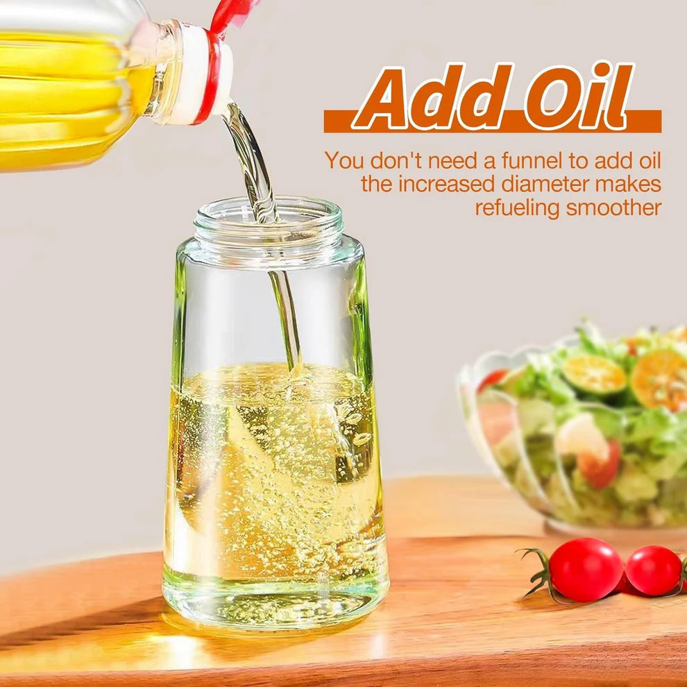 2-in-1 Oil Bottle | Sprayer & Dispenser | Fine Mist Control for Cooking